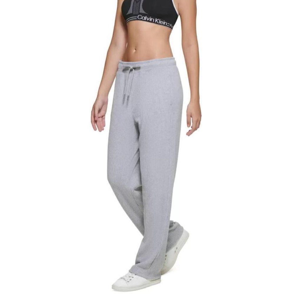 Calvin Klein Ladies Performance Ribbed Track Pants, PEARL GREY HEATHER, S